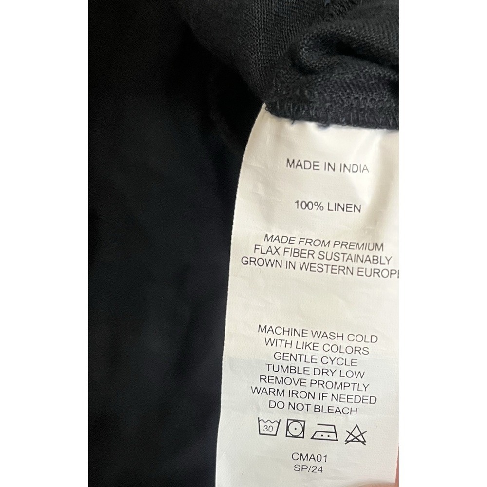 Quince Pajama Pants Womens Sz L Black 100% European Linen 34x29.5 - Picture 3 of 4